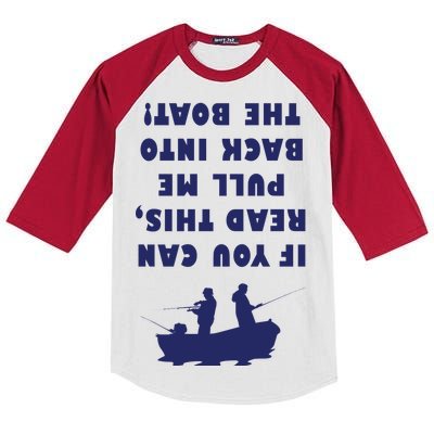 Funny Fishing: If You Can Read This Pull Me Back Into The Boat Kids Colorblock Raglan Jersey