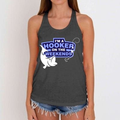 Funny Fishing I'm A Hooker On The Weekends Women's Knotted Racerback Tank