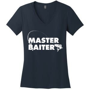 Funny Fishing Master Baiter Women's V-Neck T-Shirt