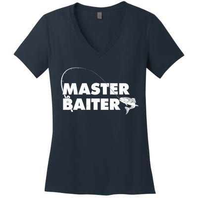 Funny Fishing Master Baiter Women's V-Neck T-Shirt