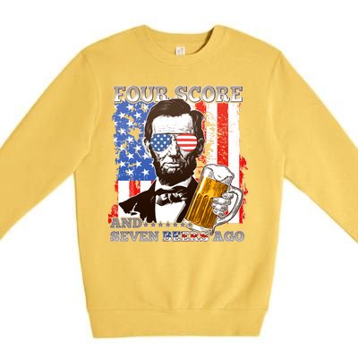 Funny Four Score And Seven Beers Ago Abe Lincoln Premium Crewneck Sweatshirt