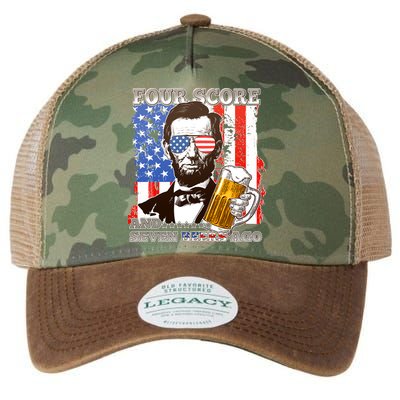 Funny Four Score And Seven Beers Ago Abe Lincoln Legacy Tie Dye Trucker Hat