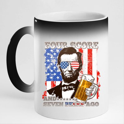 Funny Four Score And Seven Beers Ago Abe Lincoln 11oz Black Color Changing Mug