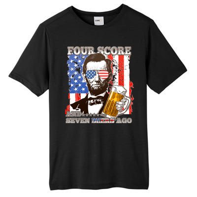 Funny Four Score And Seven Beers Ago Abe Lincoln Tall Fusion ChromaSoft Performance T-Shirt