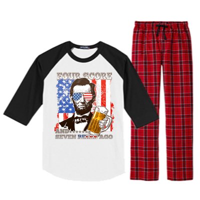 Funny Four Score And Seven Beers Ago Abe Lincoln Raglan Sleeve Pajama Set