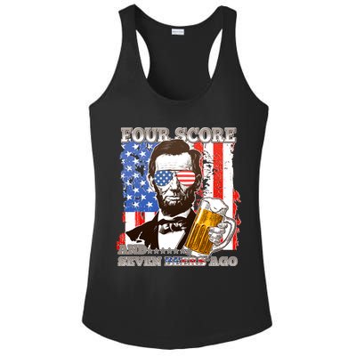 Funny Four Score And Seven Beers Ago Abe Lincoln Ladies PosiCharge Competitor Racerback Tank