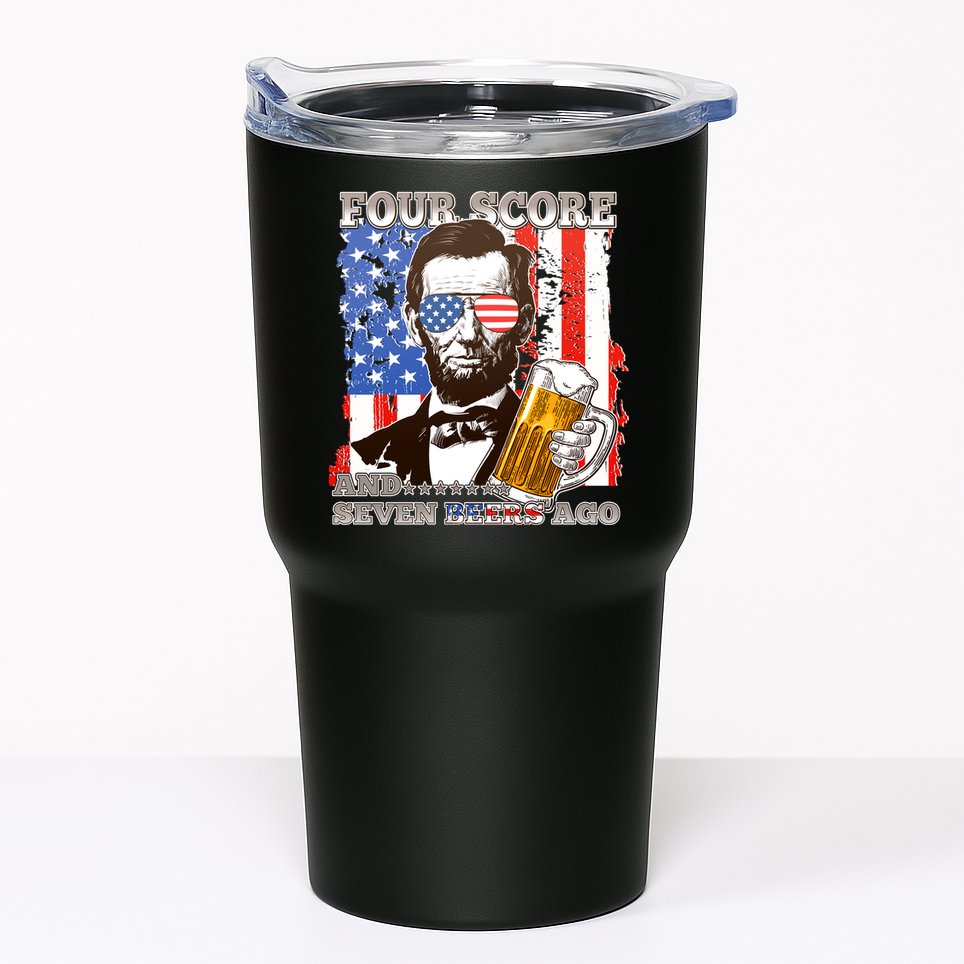 Funny Four Score And Seven Beers Ago Abe Lincoln Tumbler
