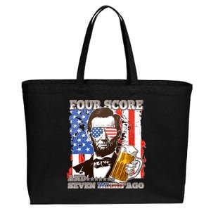 Funny Four Score And Seven Beers Ago Abe Lincoln Cotton Canvas Jumbo Tote