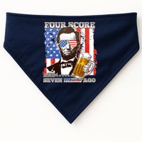 Funny Four Score And Seven Beers Ago Abe Lincoln USA-Made Doggie Bandana