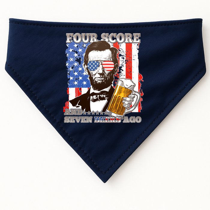 Funny Four Score And Seven Beers Ago Abe Lincoln USA-Made Doggie Bandana