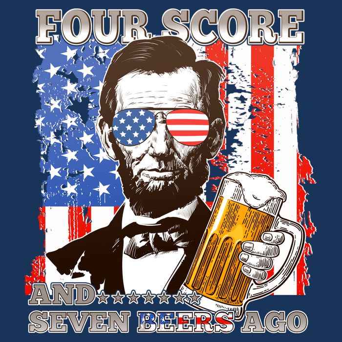 Funny Four Score And Seven Beers Ago Abe Lincoln USA-Made Doggie Bandana