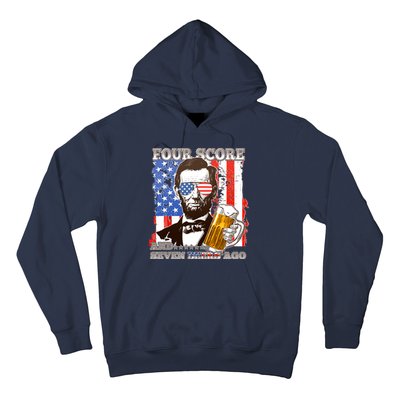 Funny Four Score And Seven Beers Ago Abe Lincoln Hoodie