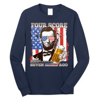 Funny Four Score And Seven Beers Ago Abe Lincoln Long Sleeve Shirt