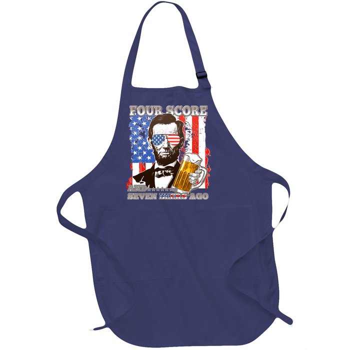 Funny Four Score And Seven Beers Ago Abe Lincoln Full-Length Apron With Pockets