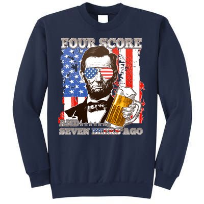 Funny Four Score And Seven Beers Ago Abe Lincoln Sweatshirt