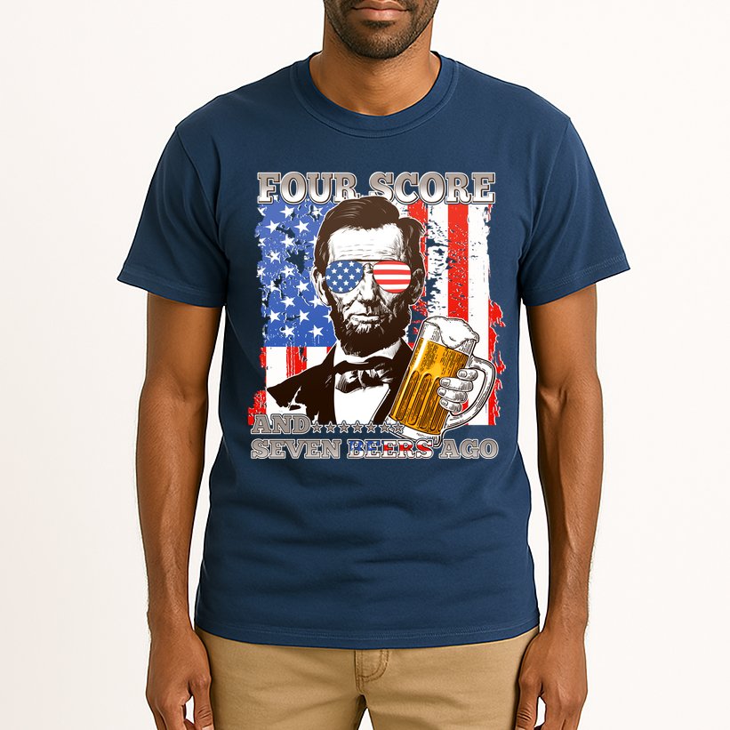 Funny Four Score And Seven Beers Ago Abe Lincoln Tall T-Shirt