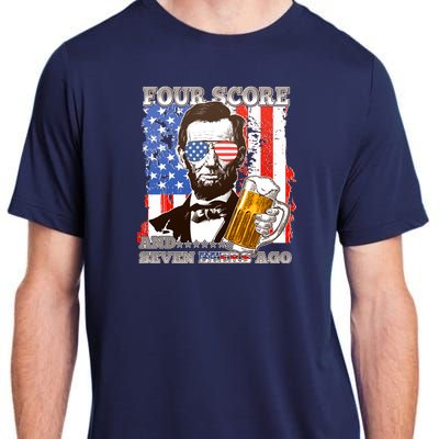 Funny Four Score And Seven Beers Ago Abe Lincoln Adult ChromaSoft Performance T-Shirt