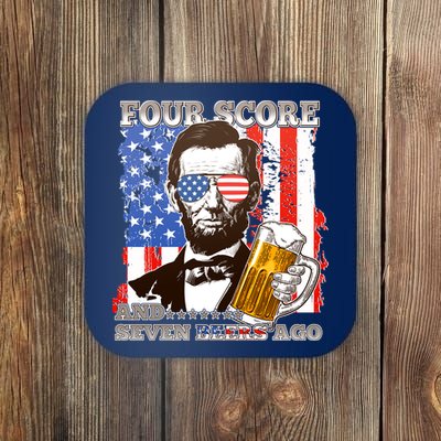 Funny Four Score And Seven Beers Ago Abe Lincoln Coaster