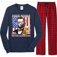 Funny Four Score And Seven Beers Ago Abe Lincoln Long Sleeve Pajama Set