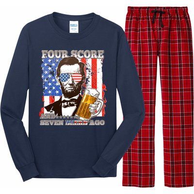 Funny Four Score And Seven Beers Ago Abe Lincoln Long Sleeve Pajama Set