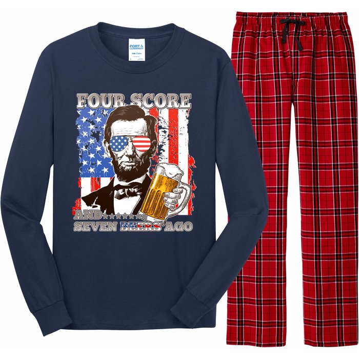 Funny Four Score And Seven Beers Ago Abe Lincoln Long Sleeve Pajama Set