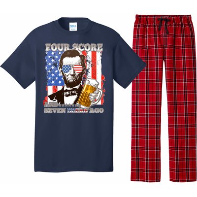 Funny Four Score And Seven Beers Ago Abe Lincoln Pajama Set