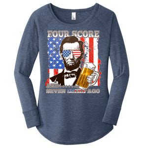 Funny Four Score And Seven Beers Ago Abe Lincoln Women's Perfect Tri Tunic Long Sleeve Shirt