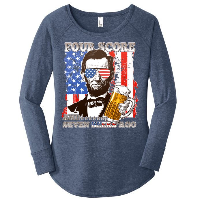 Funny Four Score And Seven Beers Ago Abe Lincoln Women's Perfect Tri Tunic Long Sleeve Shirt