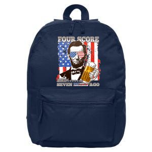 Funny Four Score And Seven Beers Ago Abe Lincoln 16 in Basic Backpack