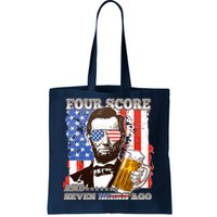 Funny Four Score And Seven Beers Ago Abe Lincoln Tote Bag