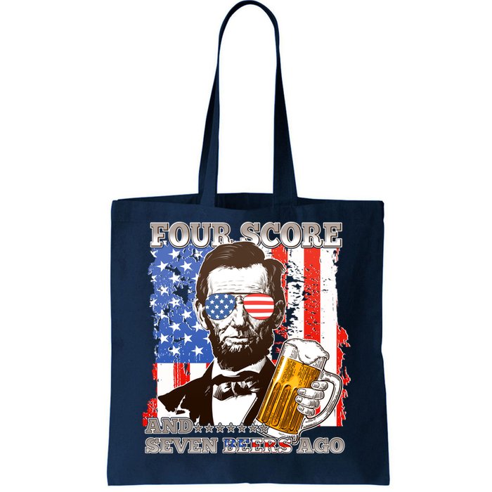 Funny Four Score And Seven Beers Ago Abe Lincoln Tote Bag