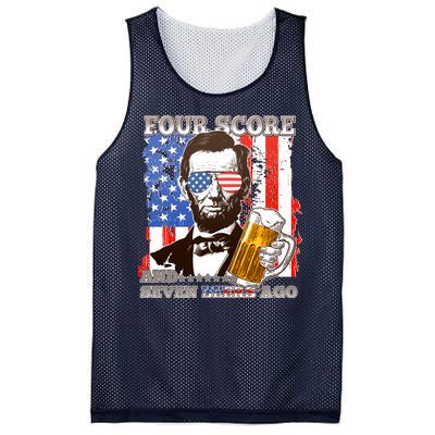 Funny Four Score And Seven Beers Ago Abe Lincoln Mesh Reversible Basketball Jersey Tank