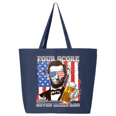 Funny Four Score And Seven Beers Ago Abe Lincoln 25L Jumbo Tote