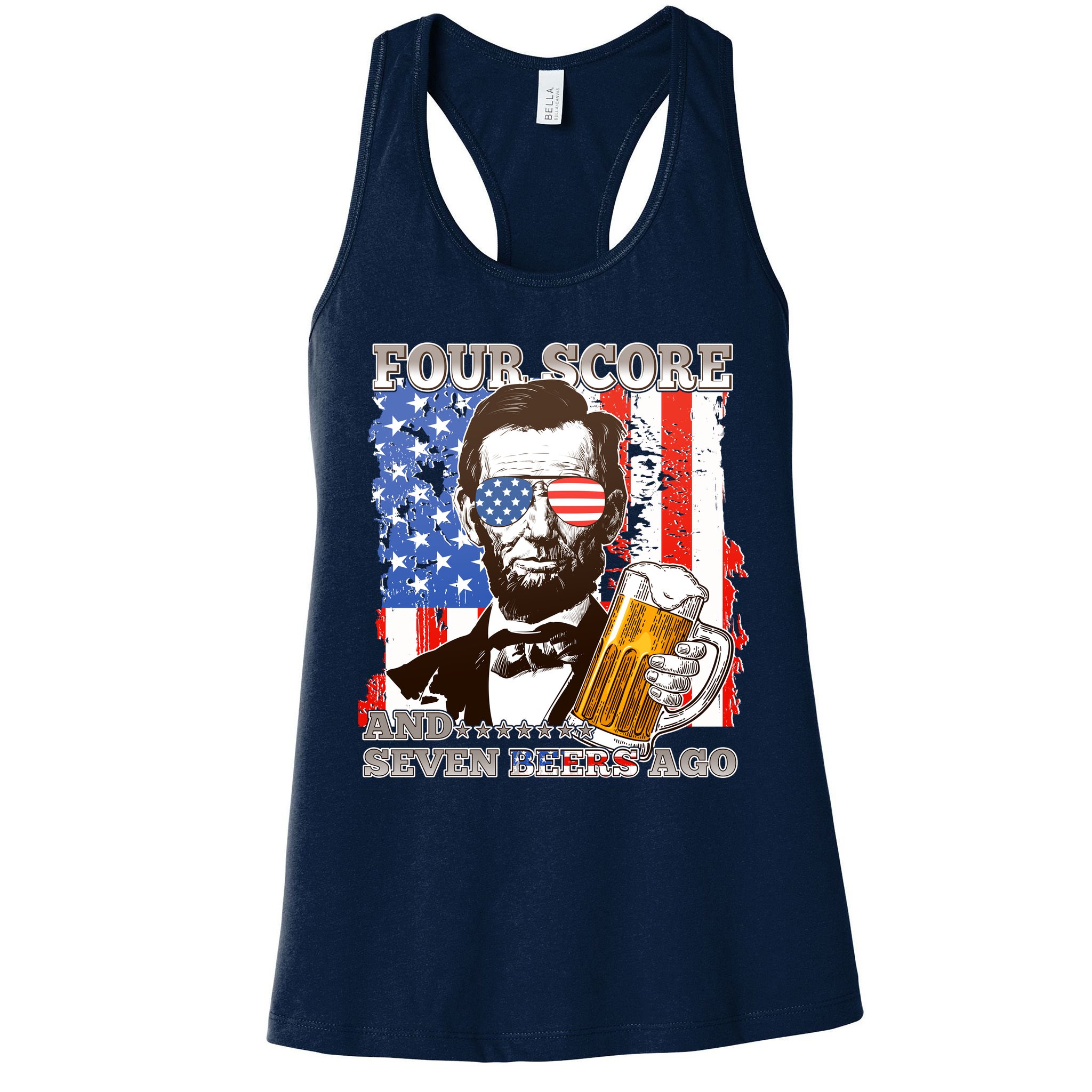 Funny Four Score And Seven Beers Ago Abe Lincoln Womens Tank Top