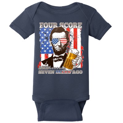 Funny Four Score And Seven Beers Ago Abe Lincoln Baby Bodysuit