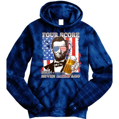 Funny Four Score And Seven Beers Ago Abe Lincoln Tie Dye Hoodie