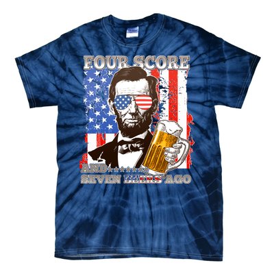 Funny Four Score And Seven Beers Ago Abe Lincoln Tie-Dye T-Shirt