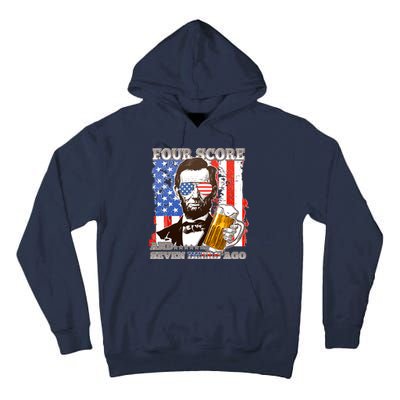 Funny Four Score And Seven Beers Ago Abe Lincoln Tall Hoodie