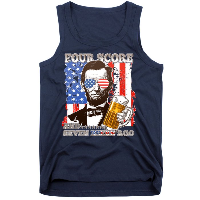 Funny Four Score And Seven Beers Ago Abe Lincoln Tank Top