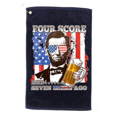 Funny Four Score And Seven Beers Ago Abe Lincoln Golf Towel