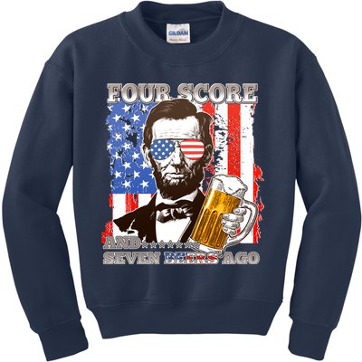 Funny Four Score And Seven Beers Ago Abe Lincoln Kids Sweatshirt