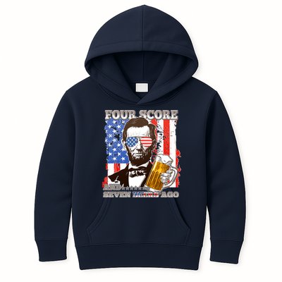 Funny Four Score And Seven Beers Ago Abe Lincoln Kids Hoodie
