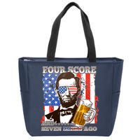 Funny Four Score And Seven Beers Ago Abe Lincoln Zip Tote Bag