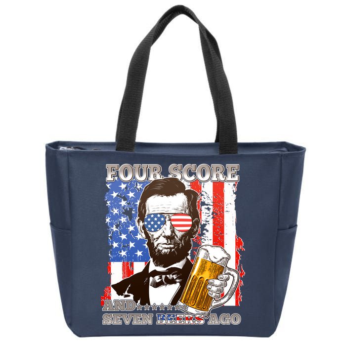 Funny Four Score And Seven Beers Ago Abe Lincoln Zip Tote Bag