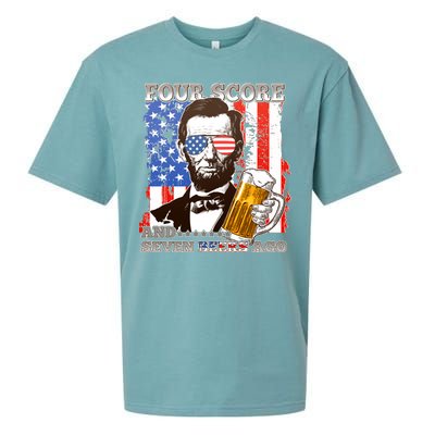 Funny Four Score And Seven Beers Ago Abe Lincoln Sueded Cloud Jersey T-Shirt