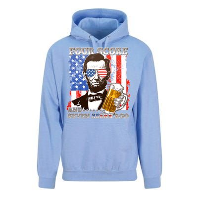 Funny Four Score And Seven Beers Ago Abe Lincoln Unisex Surf Hoodie