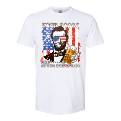 Funny Four Score And Seven Beers Ago Abe Lincoln Softstyle CVC T-Shirt