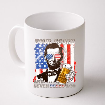 Funny Four Score And Seven Beers Ago Abe Lincoln Coffee Mug