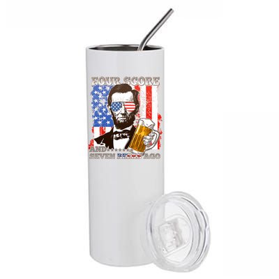 Funny Four Score And Seven Beers Ago Abe Lincoln Stainless Steel Tumbler