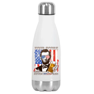 Funny Four Score And Seven Beers Ago Abe Lincoln Stainless Steel Insulated Water Bottle